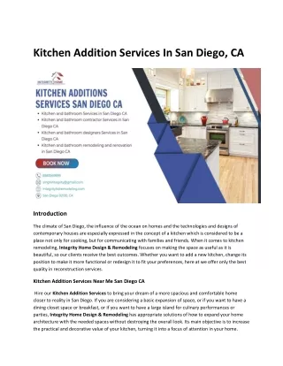 Kitchen Addition Services in San Diego