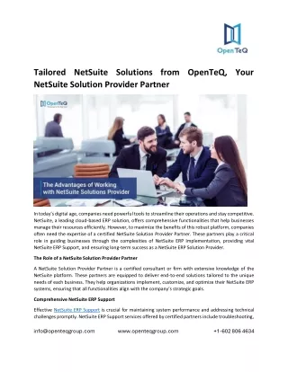 Tailored NetSuite Solutions from OpenTeQ, Your NetSuite Solution Provider Partne