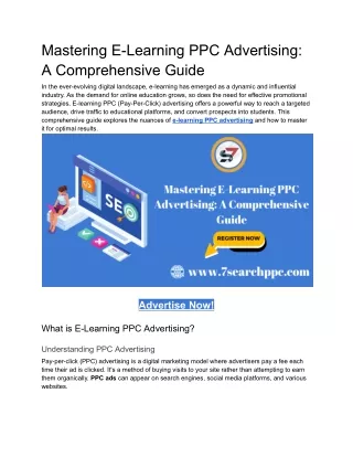 Mastering E-Learning PPC Advertising_ A Comprehensive Guide