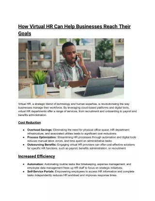 How Virtual HR Can Help Businesses Reach Their Goals