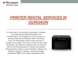 Growing Demand for Printer Rental Services in Gurgaon