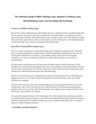 The Ultimate Guide to Milk Feeding Cups_ Newborn Feeding Cups, Breastfeeding Cups, and the Sippy Set by Sangu