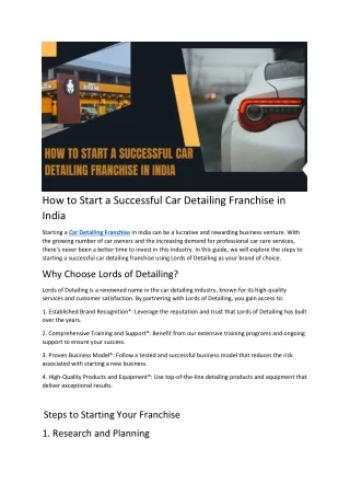 How to Start a Successful Car Detailing Franchise in India