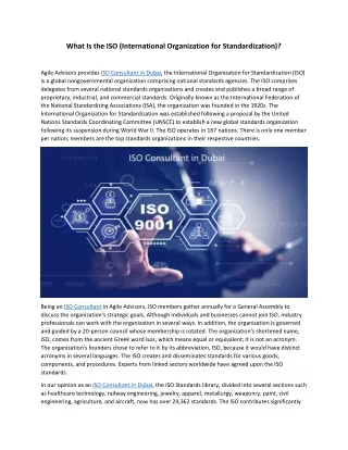 What Is the ISO (International Organization for Standardization)?