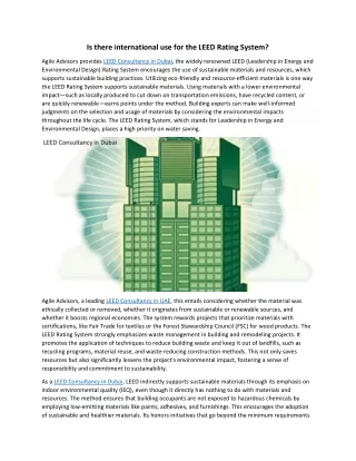 Is there international use for the LEED Rating System