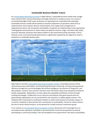 Sustainable Business Models