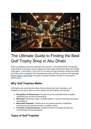 The Ultimate Guide to Finding the Best Golf Trophy Shop in Abu Dhabi