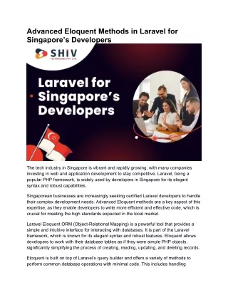 Effective Eloquent Methods in Laravel for Singapore’s Developers