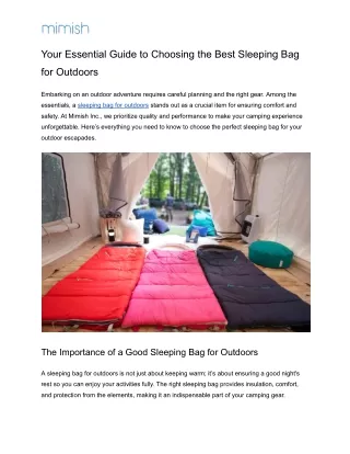 Your Essential Guide to Choosing the Best Sleeping Bag for Outdoors