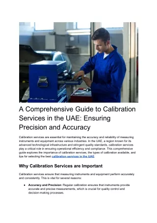 A Comprehensive Guide to Calibration Services in the UAE