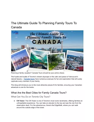 The Ultimate Guide To Planning Family Tours To Canada