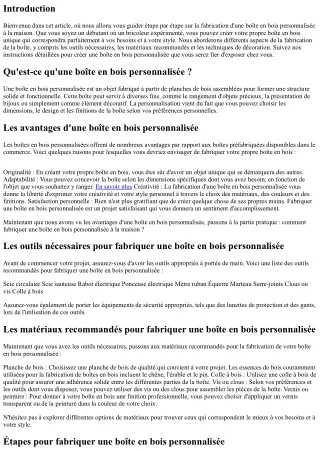 Comment Fabriquer une Boîte en Bois Personnalisée à la Maison