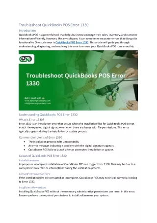 Troubleshoot QuickBooks POS Error 1330