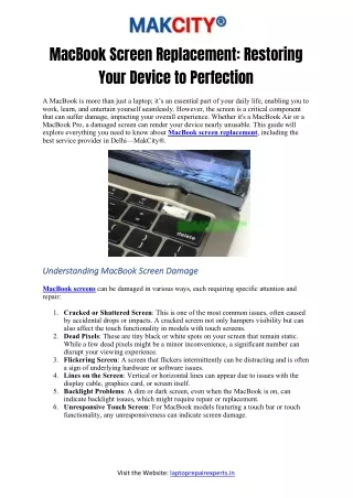 MacBook Screen Replacement- Restoring Your Device to Perfection