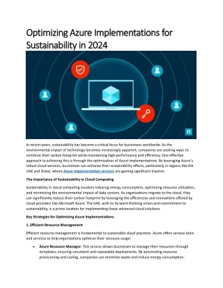 Optimizing Azure Implementations for Sustainability in 2024