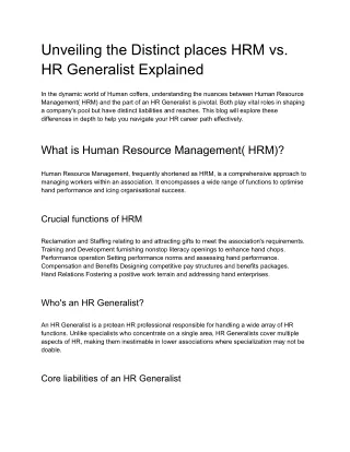 Unveiling the Distinct places HRM vs