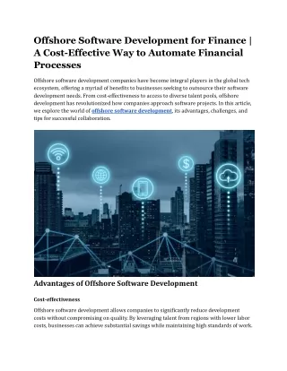 Offshore Software Development for Finance _ A Cost-Effective Way to Automate Financial Processes