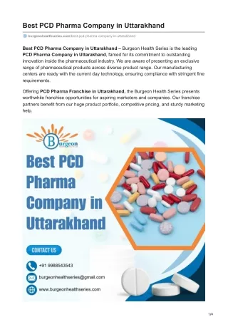 Best PCD Pharma Company in Uttarakhand | Burgeon Health Series