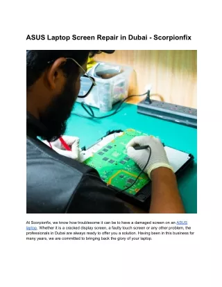 ASUS Laptop Screen Repair in Dubai