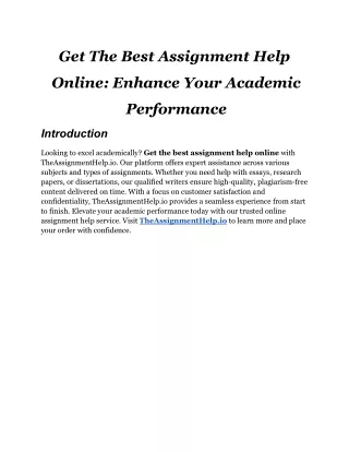 Get the best assignment help