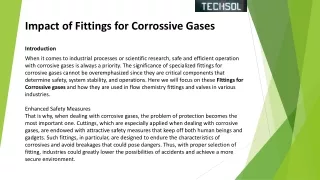 Impact of Fittings for Corrossive Gases
