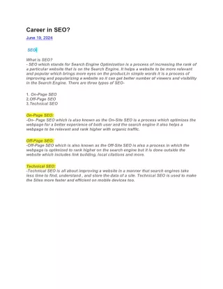 Career in SEO