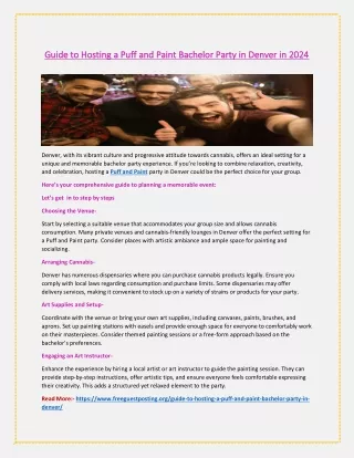 Guide to Hosting a Puff and Paint Bachelor Party in Denver in 2024