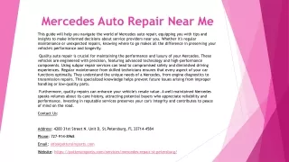 Mercedes Auto Repair Near Me