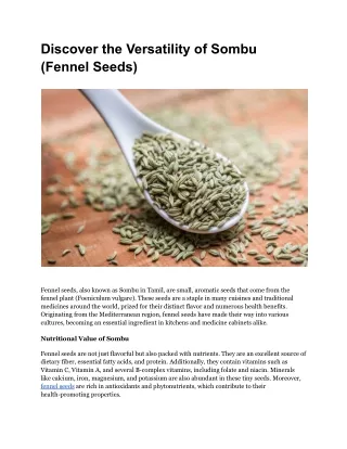 Discover the Versatility of Sombu (Fennel Seeds)