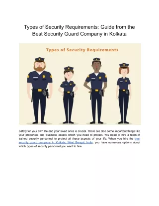 Types of Security Requirements: Guide from the Best Security Guard Company in Ko