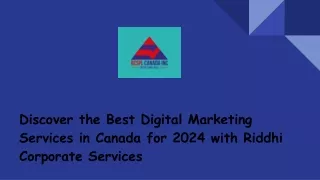 Top Digital Marketing Services in Canada for 2024 with Riddhi Corporate