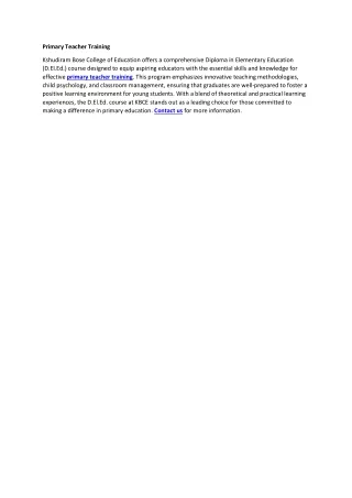 Primary Teacher Training
