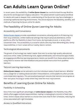 Can Adults Learn Quran Online