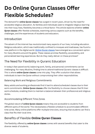 Do Online Quran Classes Offer Flexible Schedules