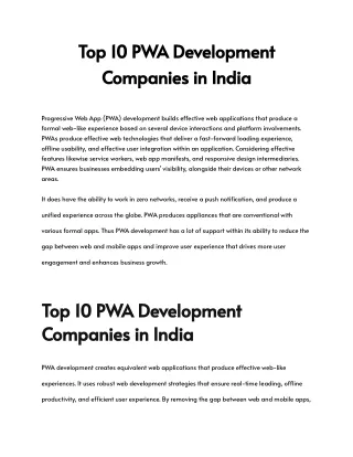 Top 10 PWA Development Companies in India