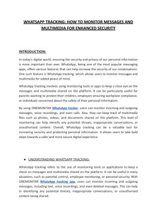 WHATSAPP TRACKING HOW TO MONITOR MESSAGES AND MULTIMEDIA FOR ENHANCED SECURITY