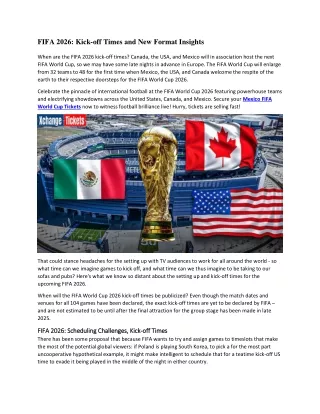 FIFA 2026 Kick-off Times and New Format Insights