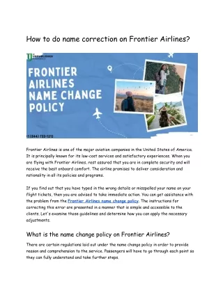 How to do name correction on Frontier Airlines