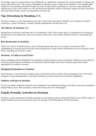 Festive Fun: Holiday Events that Light up Stockton