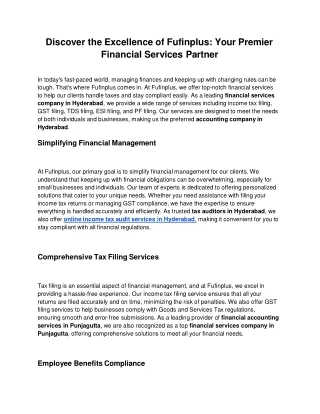 Discover the Excellence of Fufinplus_ Your Premier Financial Services Partner