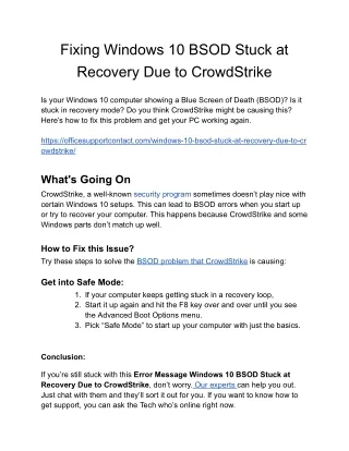 Fixing Windows 10/11 BSOD Stuck at Recovery Due to CrowdStrike