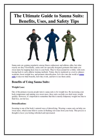 The Ultimate Guide to Sauna Suits Benefits, Uses, and Safety Tips