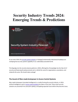 Security Industry Trends 2024