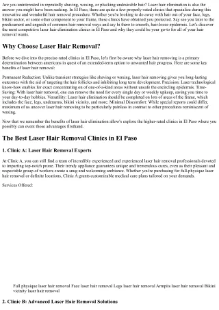 El Paso's Top Rated Laser Hair Removal Clinics