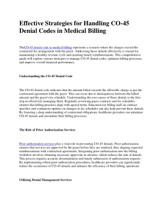 Effective Strategies for Handling CO-45 Denial Codes