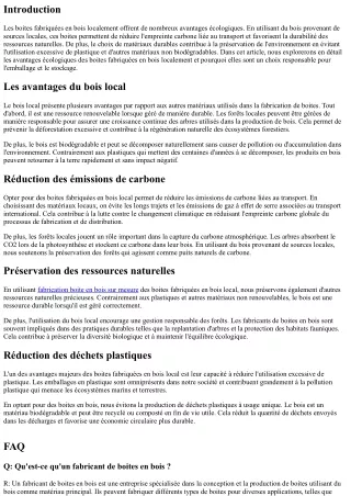 Les avantages écologiques des boites fabriquées en bois localement