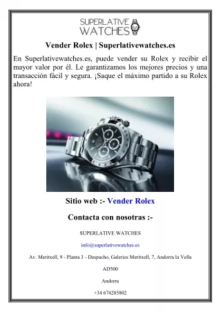 Vender Rolex   Superlativewatches.es