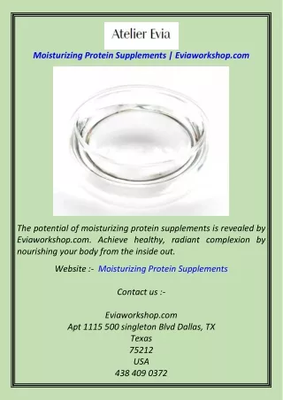 Moisturizing Protein Supplements Eviaworkshop.com