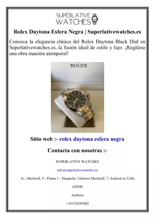 Rolex Daytona Esfera Negra   Superlativewatches.es