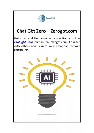 Chat Gbt Zero  Zerogpt.com